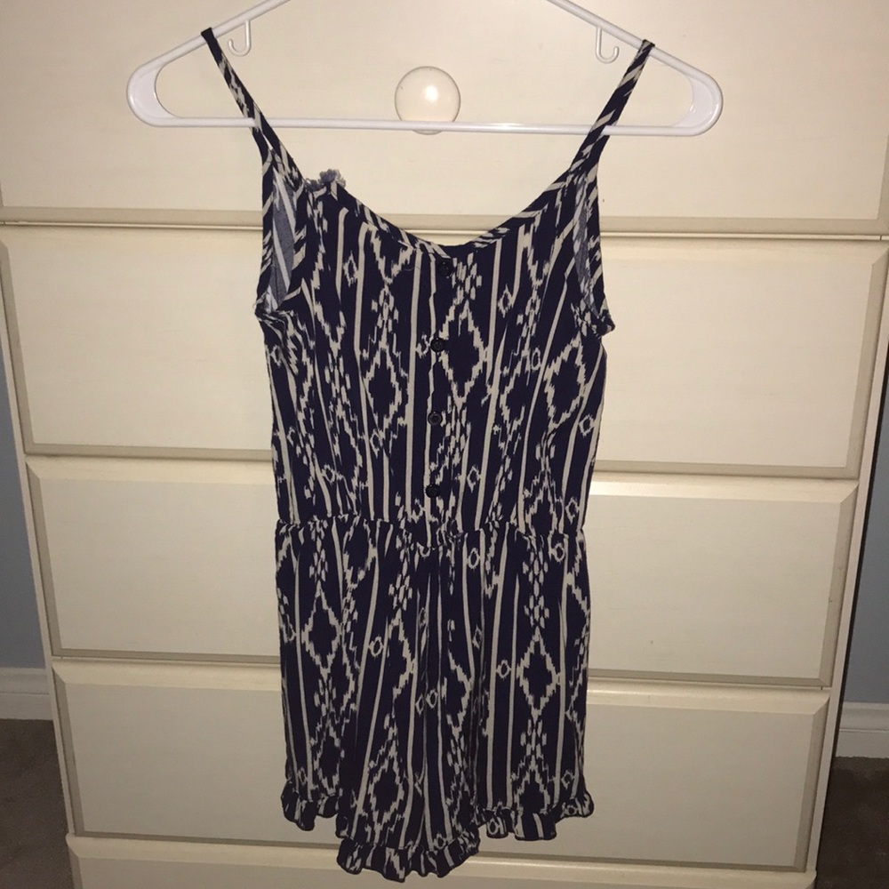Navy blue patterned romper